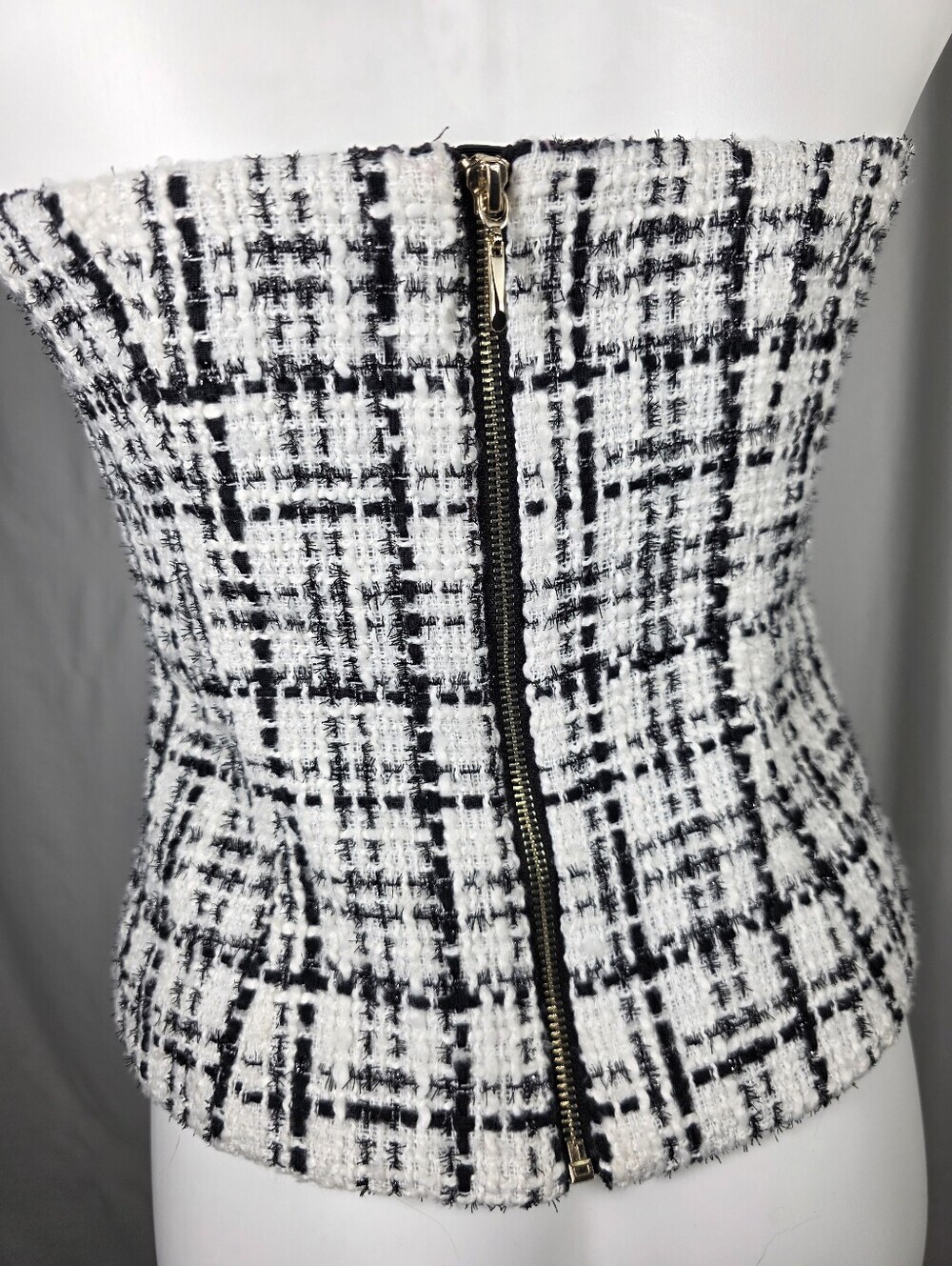 WHBM Tweed Bustier Top | Size 2 | NWOT | Black & White  Structured Corset - Picture 5 of 13